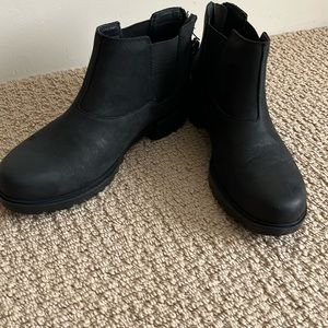 NWOT Sorel Size 8.5 Black Leather Ankle Boots